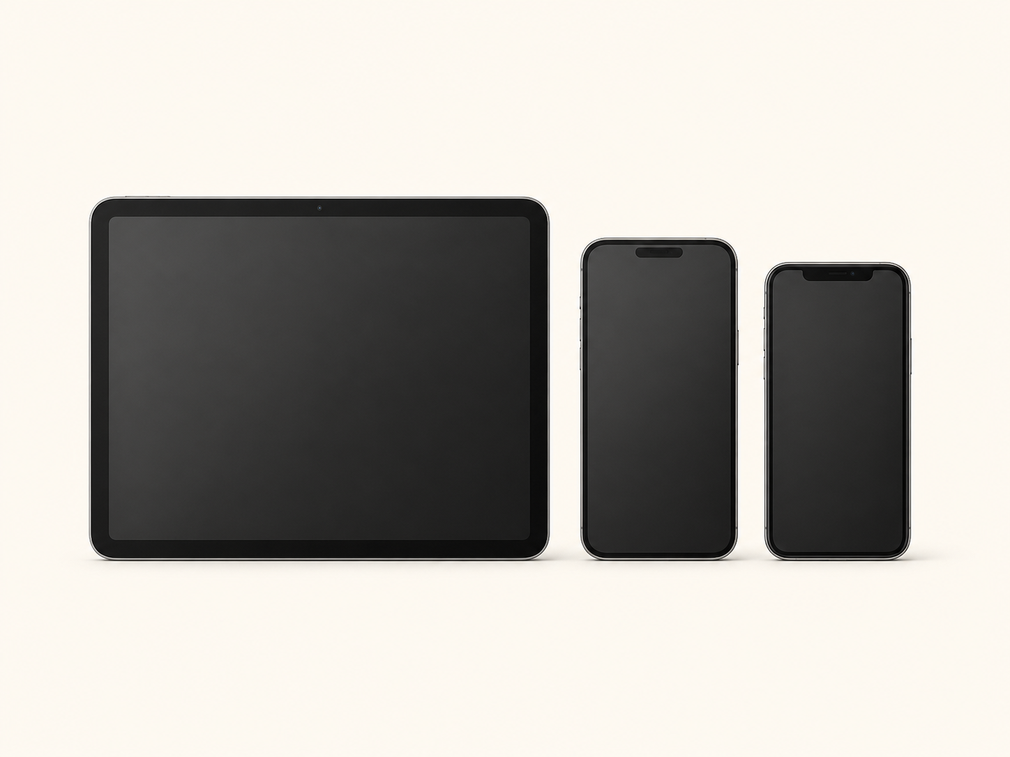 全体が見えるスマートフォンとタブレット端末