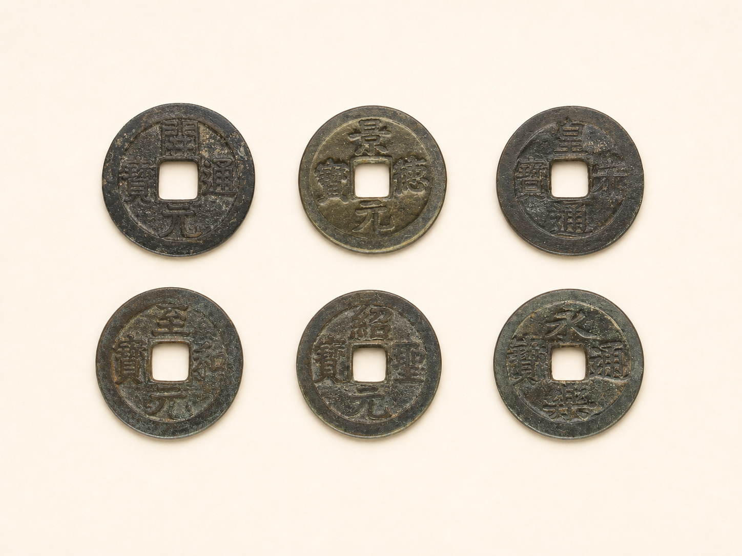 全体が見える日本の古い穴銭